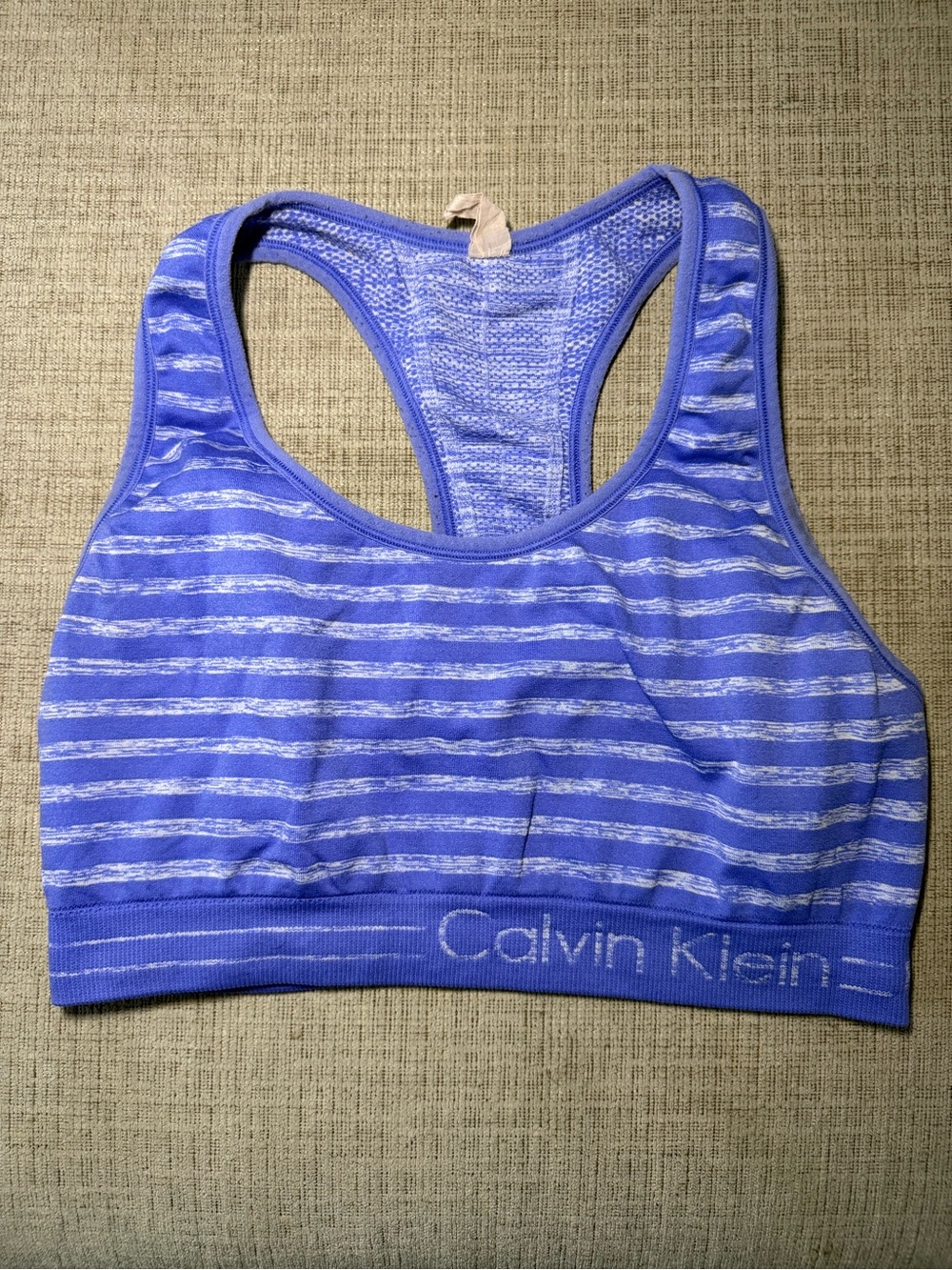 Calvin Klein Lavender Striped Racerback Sports Bra
